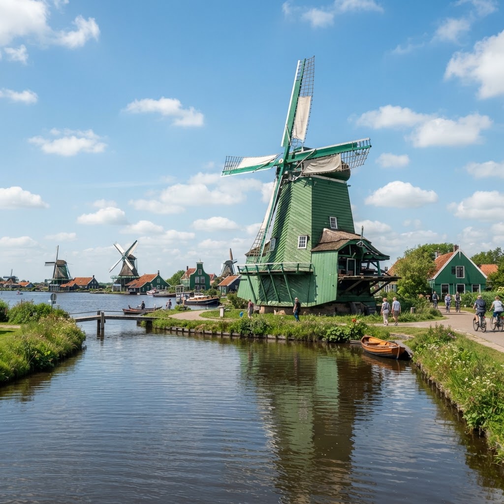 Traditional Dutch windmill near Amsterdam