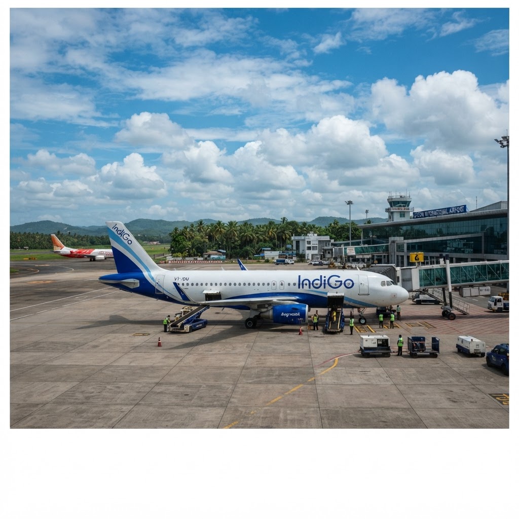 IndiGo A320 airliner on the tarmac at Cochin International Airport