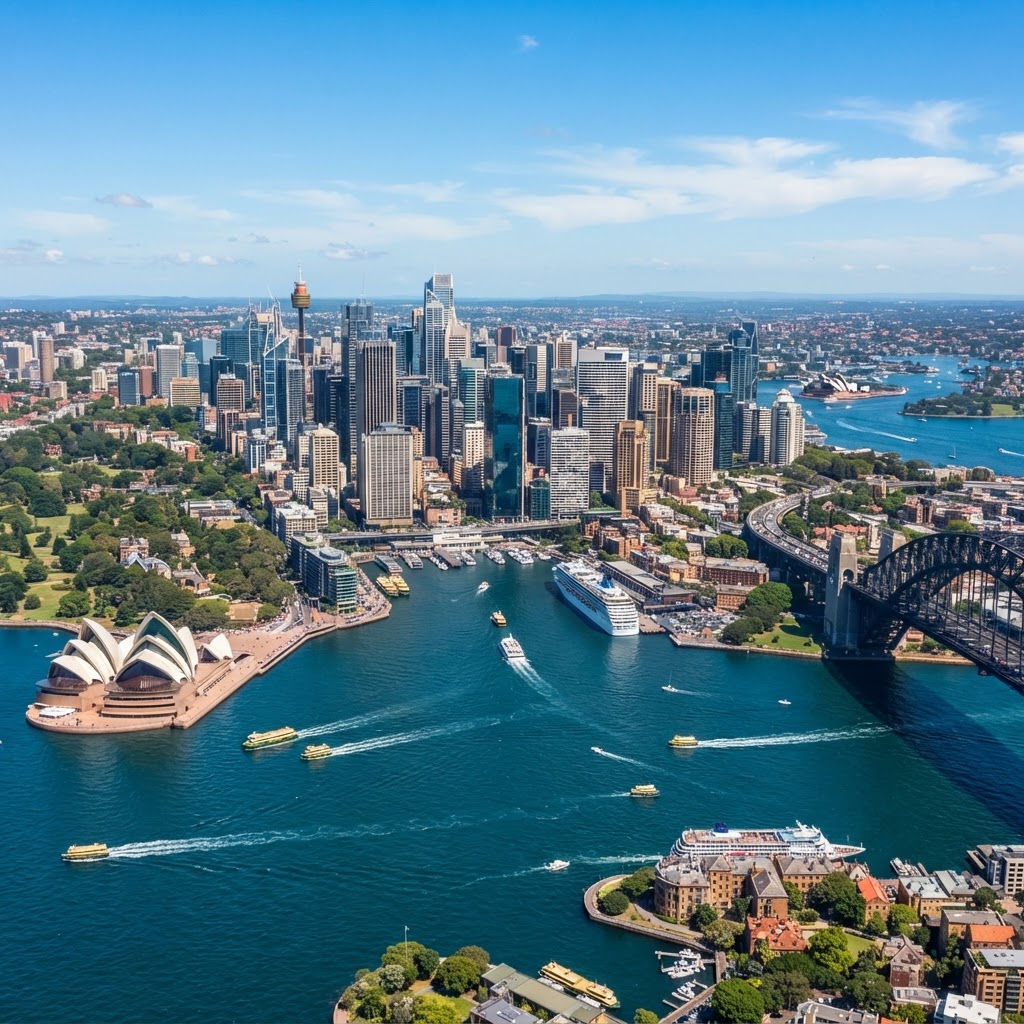 Sydney CBD skyline with the harbour in background