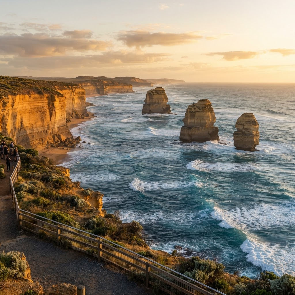 Twelve Apostles limestone stacks along the Great Ocean Road, Victoria