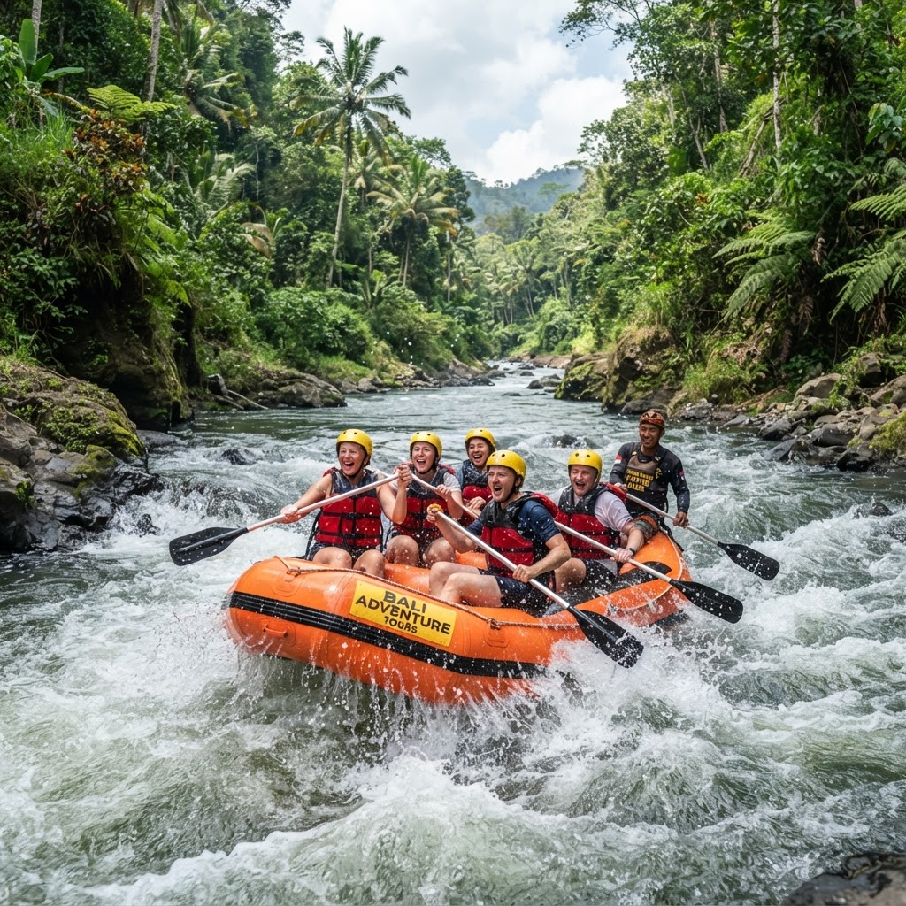 White water rafting on the Ayung River in Bali