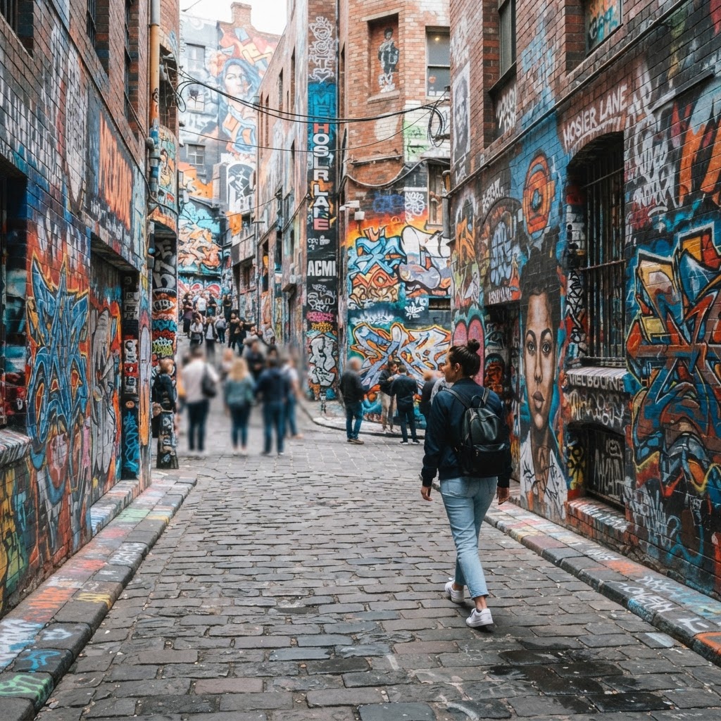Hosier Lane street art graffiti laneway, Melbourne