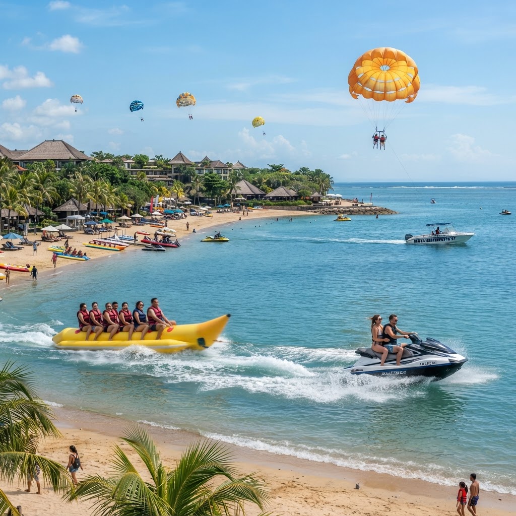 Water sports at Tanjung Benoa beach Bali near Novotel resort