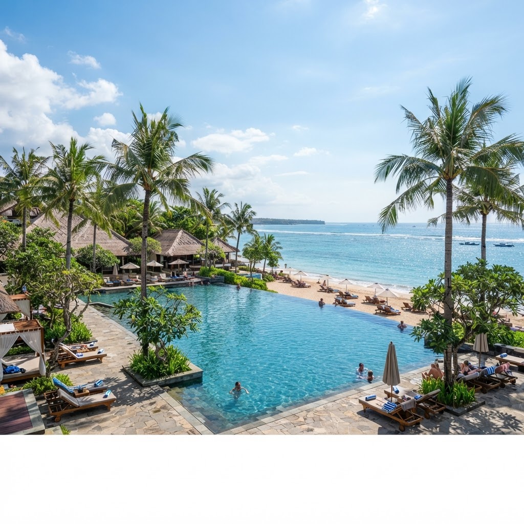 Beachfront infinity pool at Club Med Bali in Nusa Dua