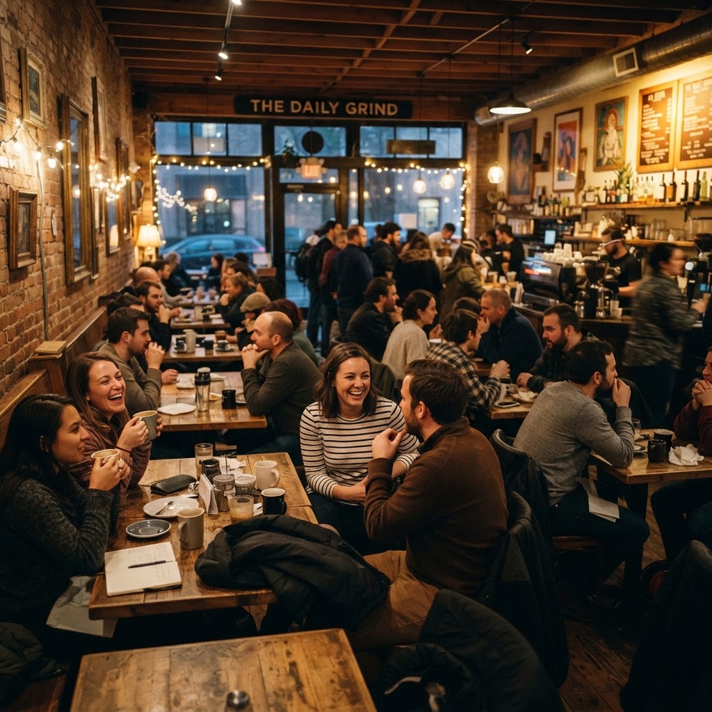 Bustling cafes
