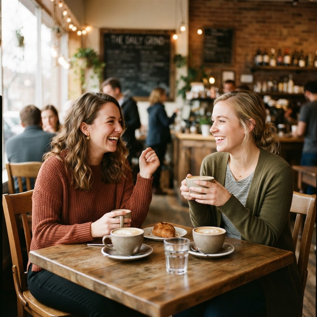 Two people having coffee
