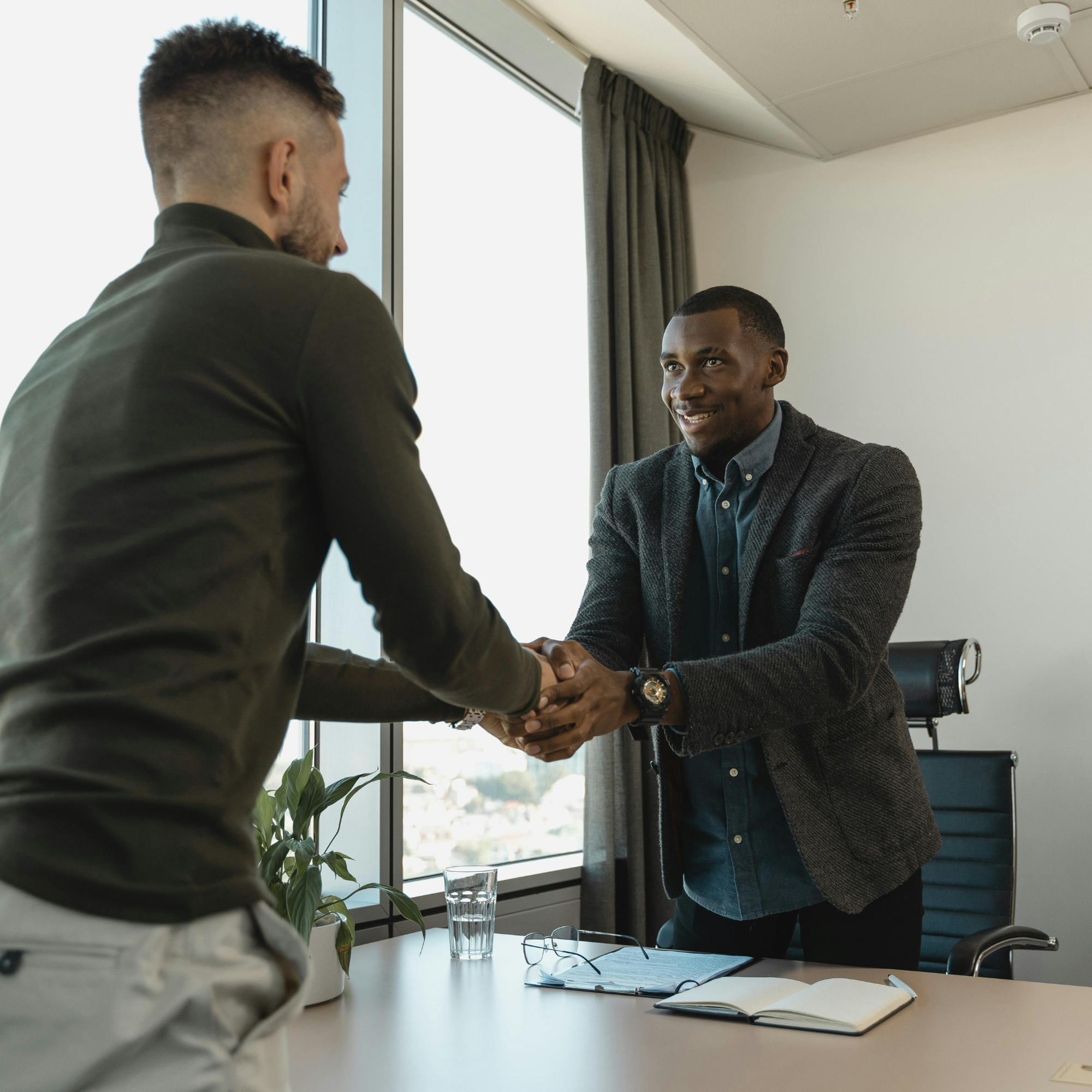 Two professionals shaking hands