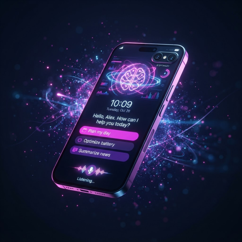 Website com IA Integrada — interface mobile com assistente de IA integrado