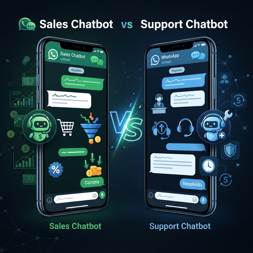 Chatbot de Vendas vs Chatbot de Suporte no WhatsApp: Diferenças e Quando Usar — Blog Inteligência Artificial para Empresas