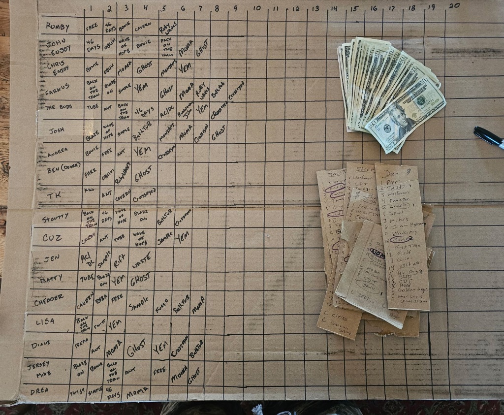 The original cardboard scoreboard from Dick's 2021
