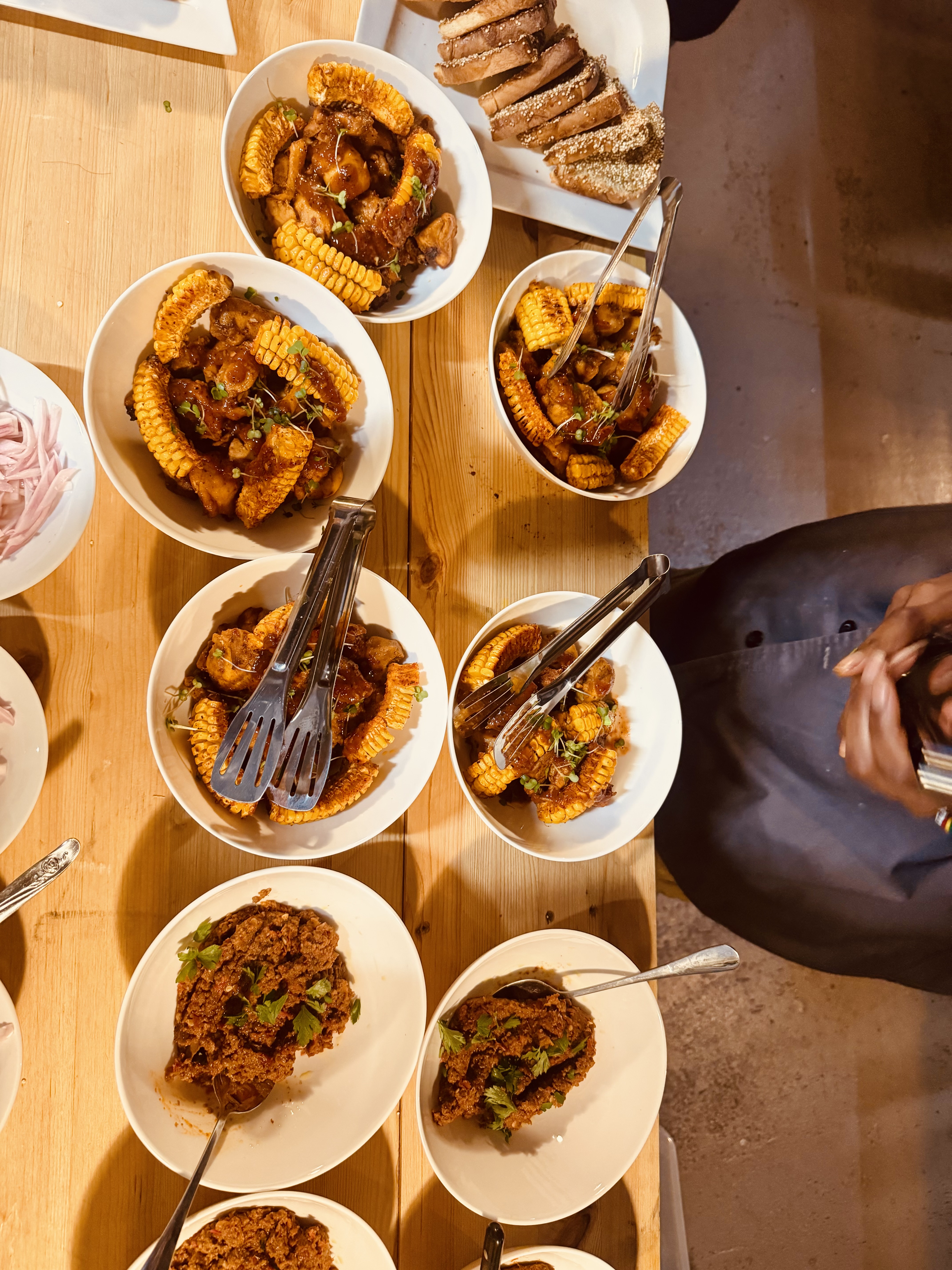 Guava chilli-glazed chicken niblets with charred corn