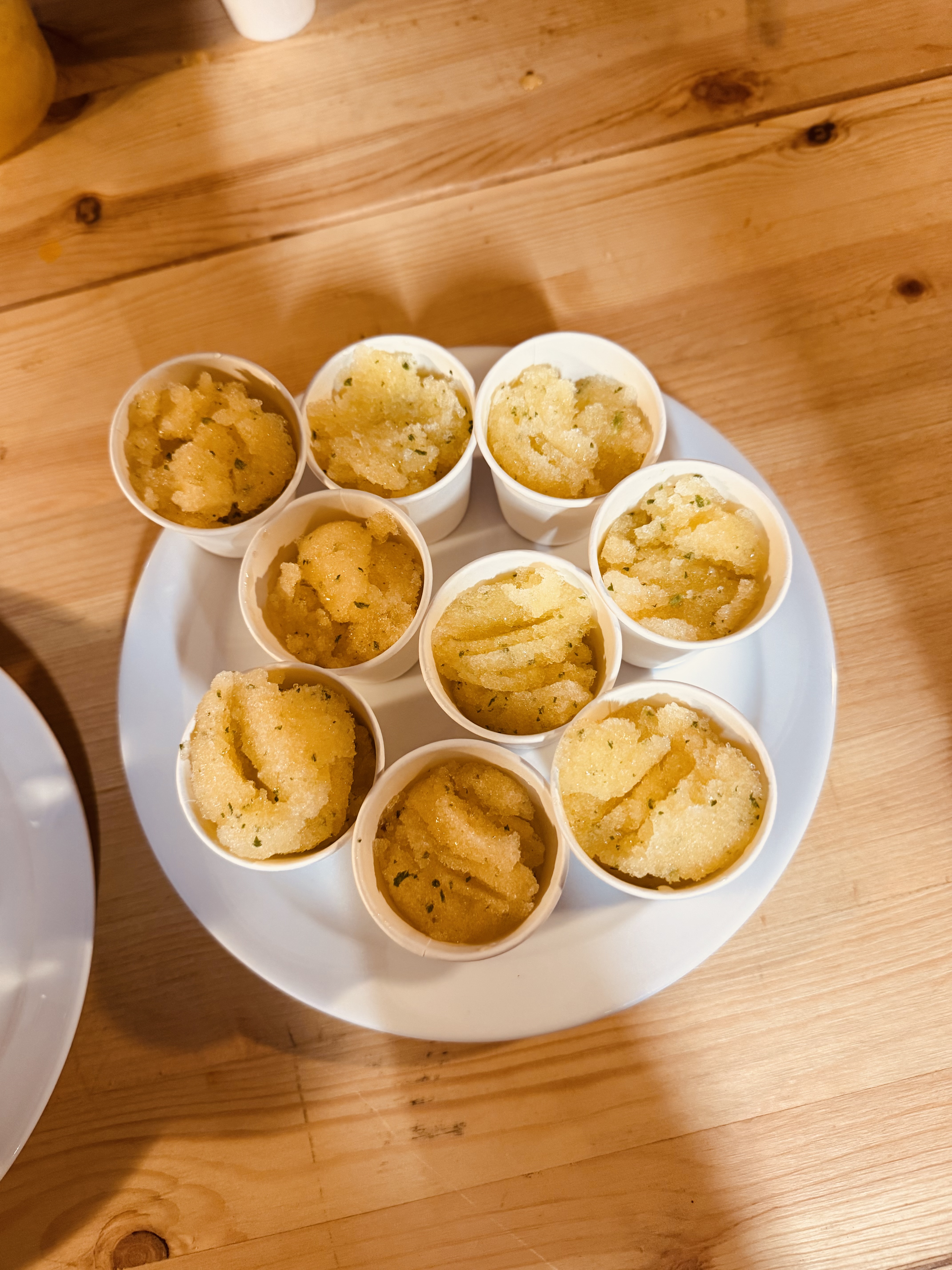 Granadilla & mint granita cups