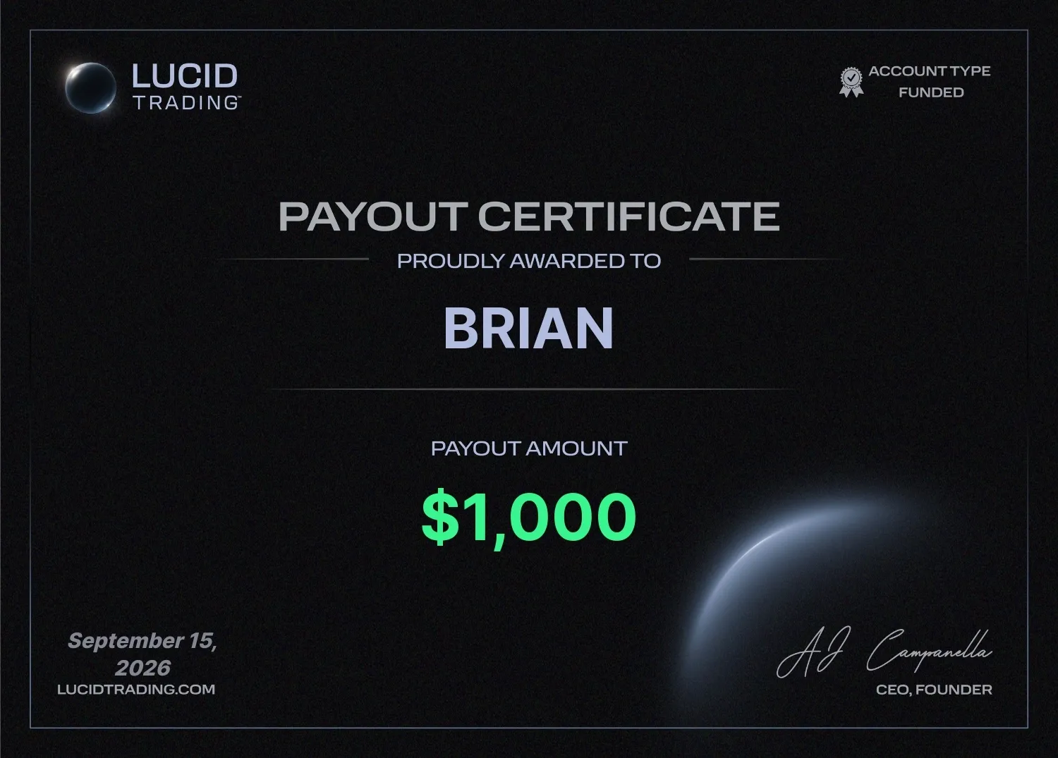 Brian · $1,000