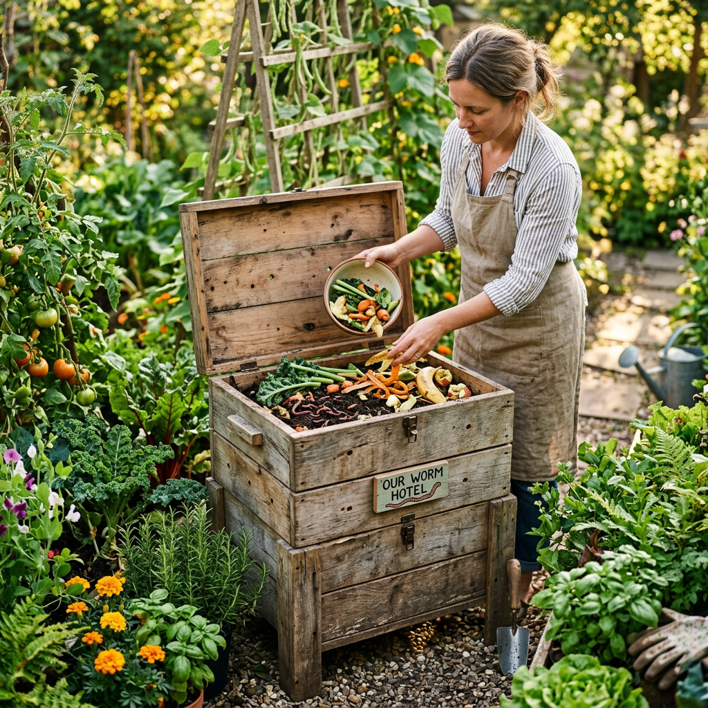 Worm composting bin