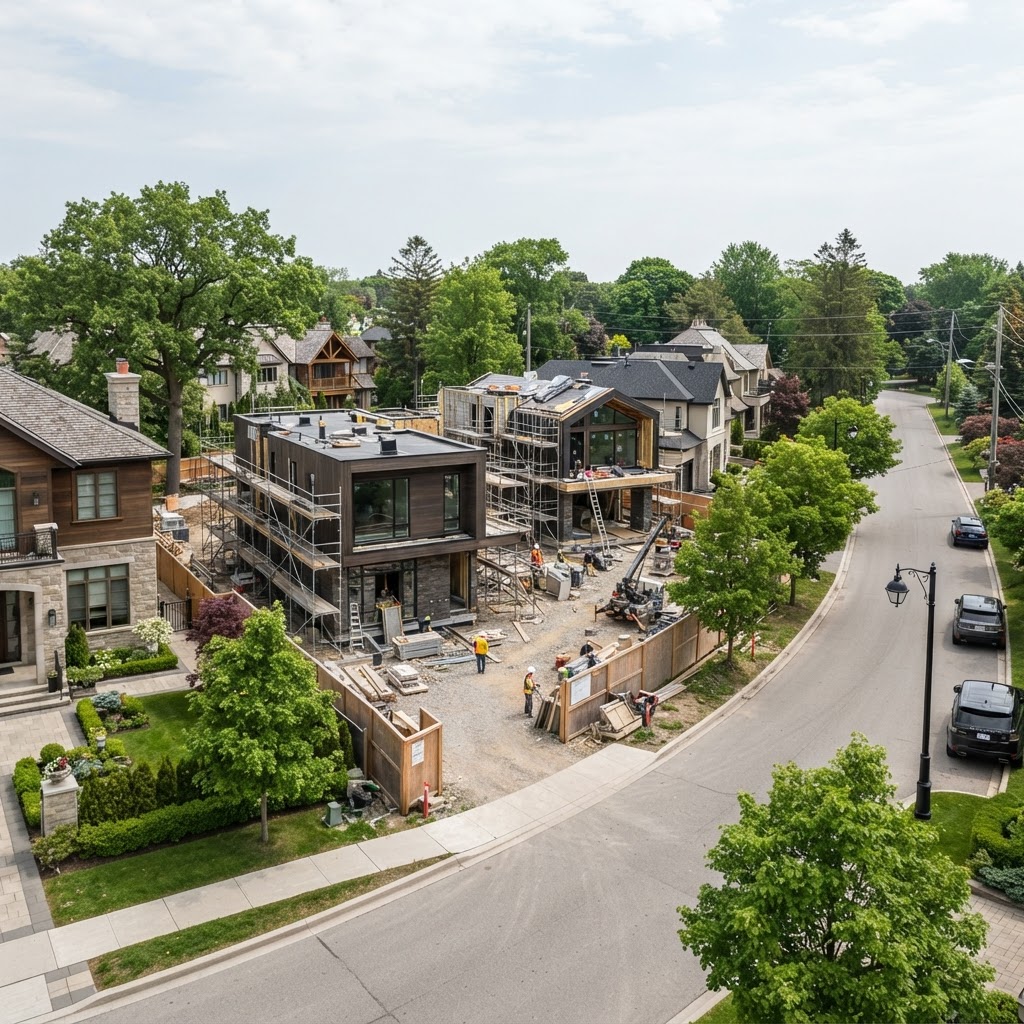 Obra de chalets en una urbanización residencial conectada