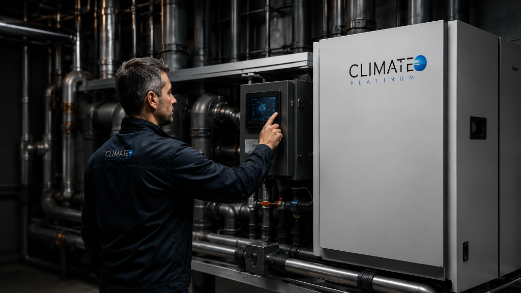 Técnico trabajando en un equipo Climate Platinum