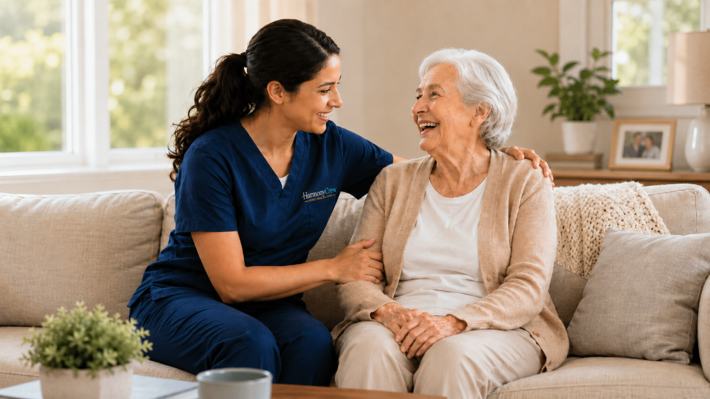 HarmonyCrew caregiver with senior