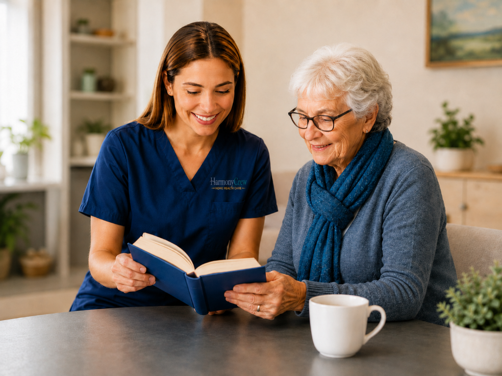 HarmonyCrew caregiver with senior client
