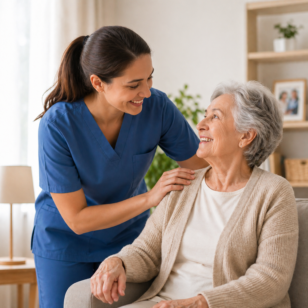Caregiver with senior