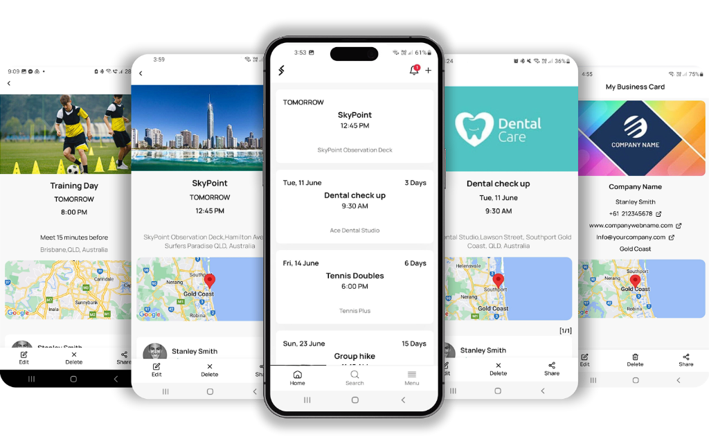 Sleek app screens