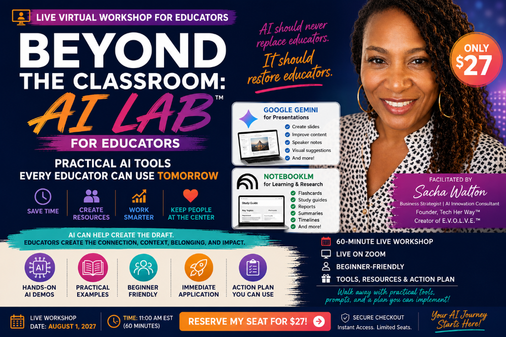 Beyond the Classroom: AI Lab for Educators — workshop flyer