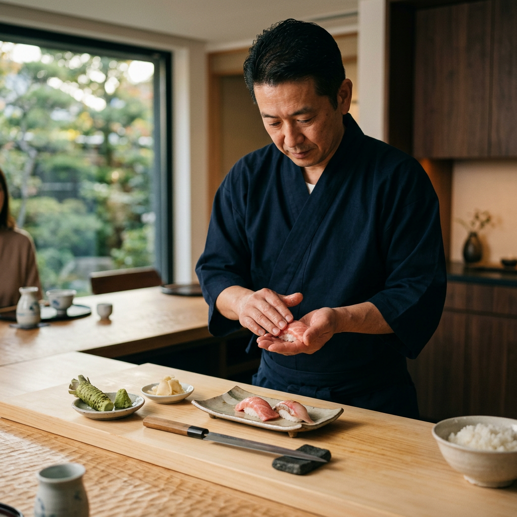 Alta gastronomía japonesa: la experiencia íntima de un chef de sushi privado en casa