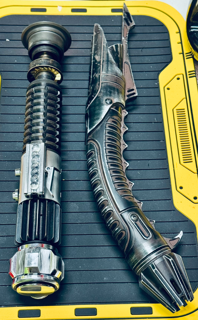 Weathered and rust-weathered hilts