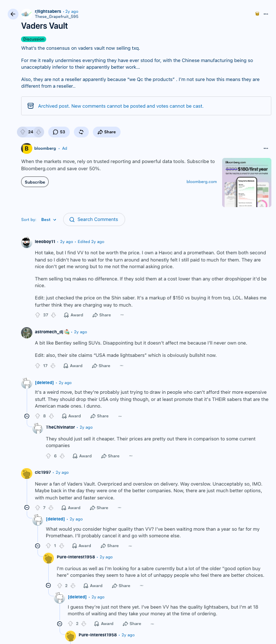 Reddit TXQ thread screenshot 1
