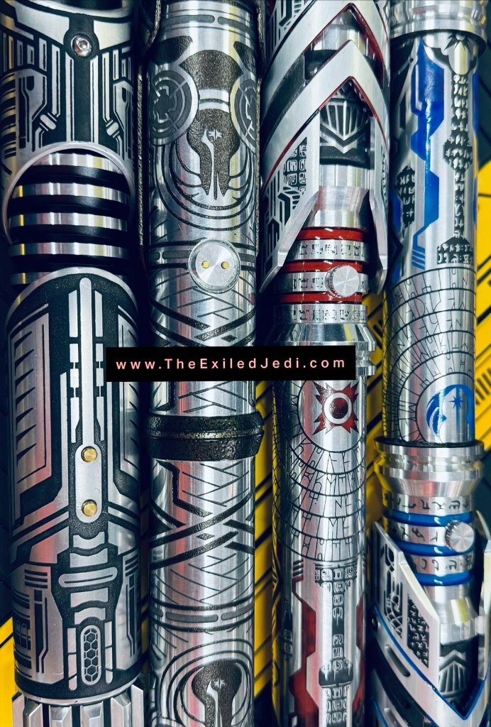 L-R or B-T:
the Serenity etched by Nick Greenland Ng sabers: https://theexiledjedi.com/saber/69c41cbf14381850558b9ba1
Shadowcrest wooden Templar: https://theexiledjedi.com/saber/69c41cbf14381850558b9b6b
The pair of Valkyries from Vaults of Valhalla in Sith/Jedi style:
https://theexiledjedi.com/saber/69e44064767e8ab3b10c3e52
https://theexiledjedi.com/saber/69cd524a64b46ff4fc25ec48
(Feb2026)