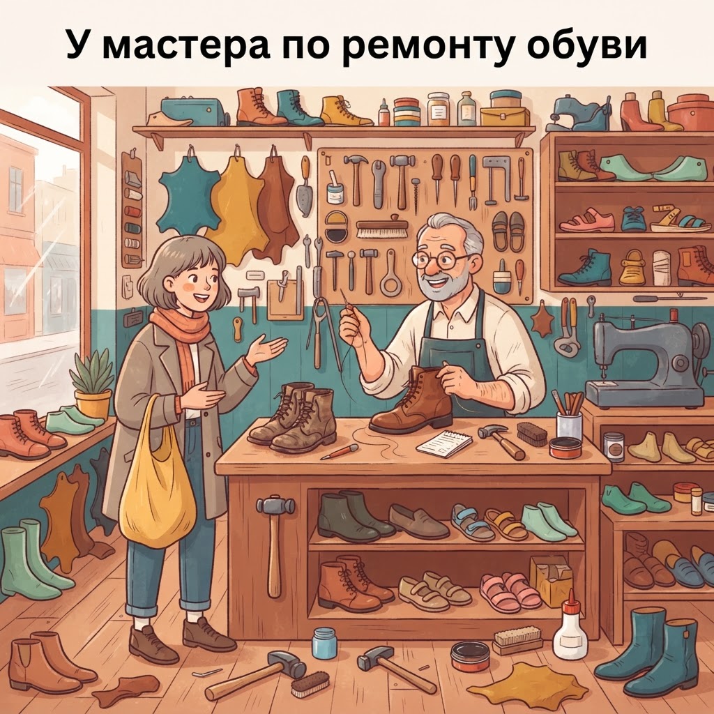 У мастера по ремонту обуви
