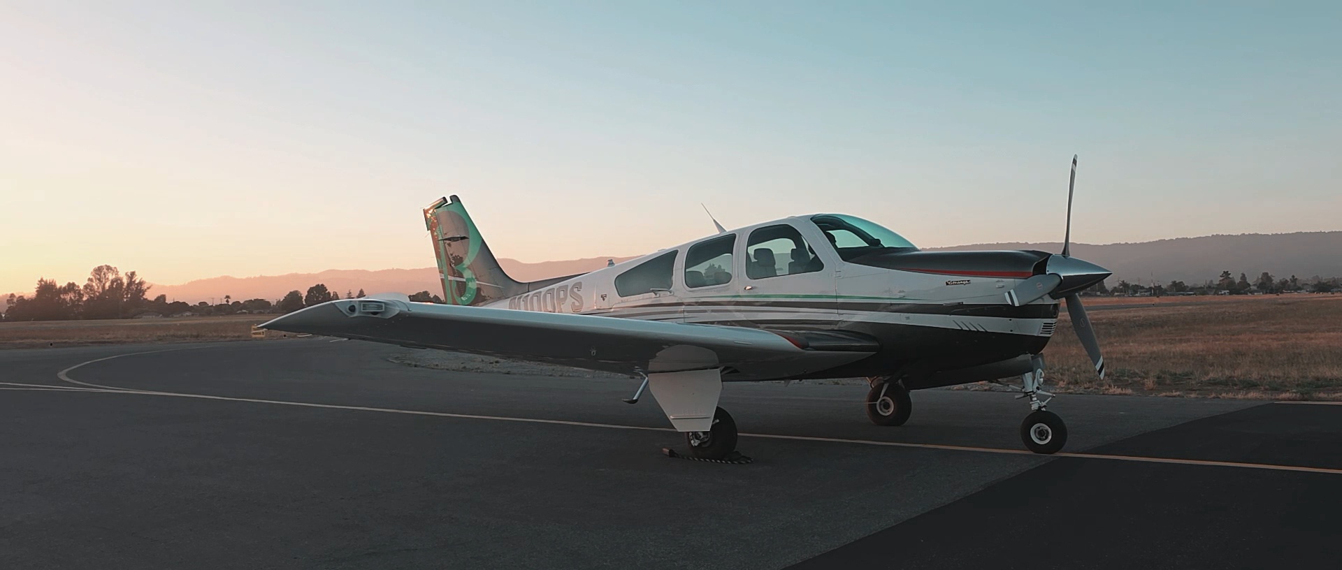 Beechcraft Bonanza photographed at sunset