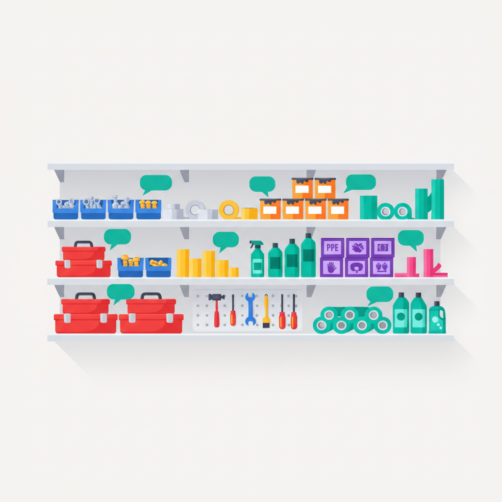 Consumables overview — fasteners, adhesives, PPE, packaging and workshop supplies