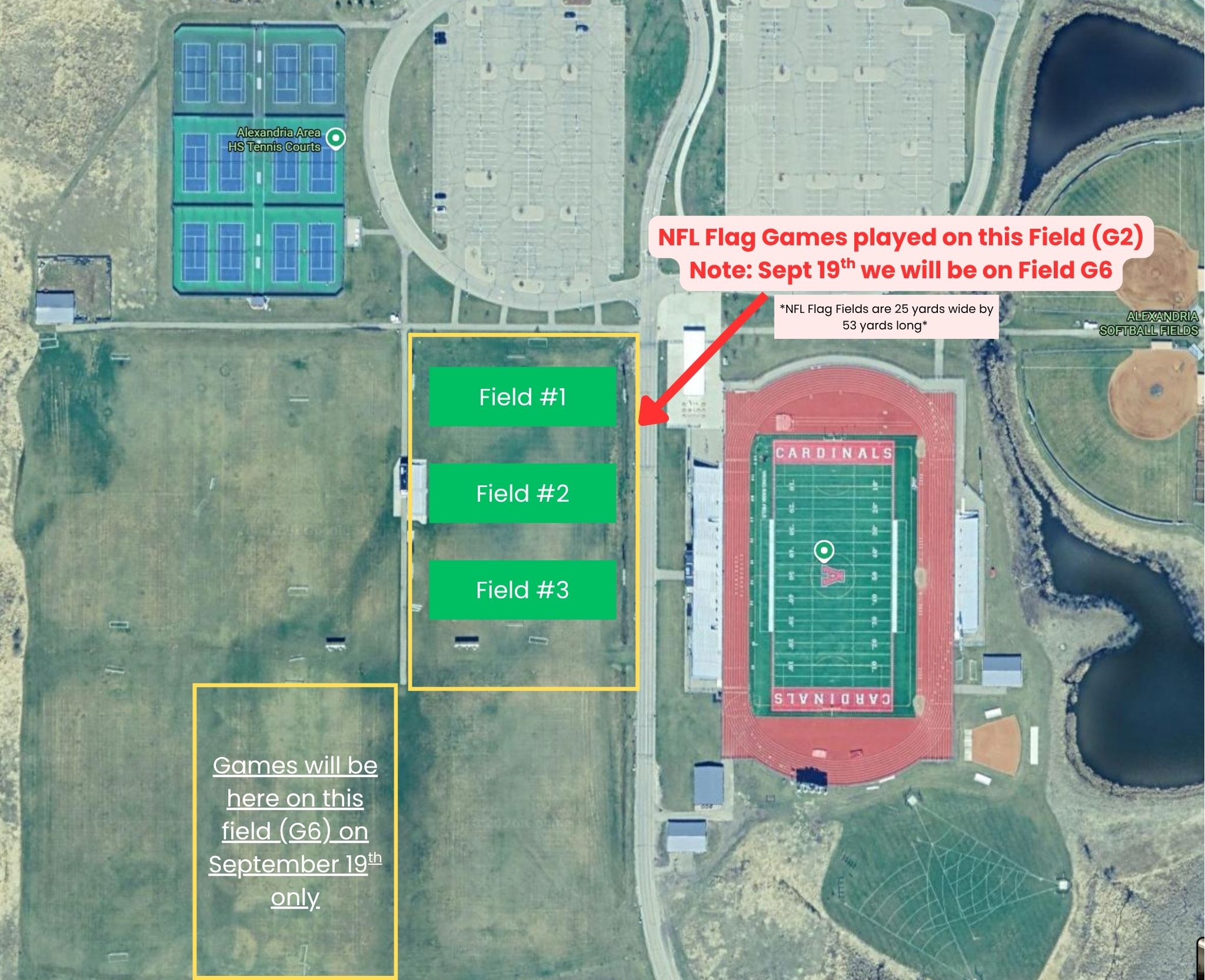 Alexandria NFL Flag field map