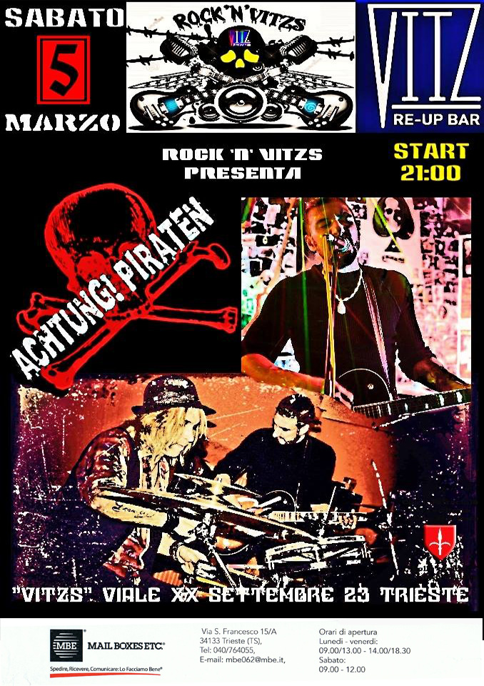 "Achtung! Piraten" - Sabato 5 Marzo, ore 21:00 - Vitzs, Viale XX Settembre 23 Trieste