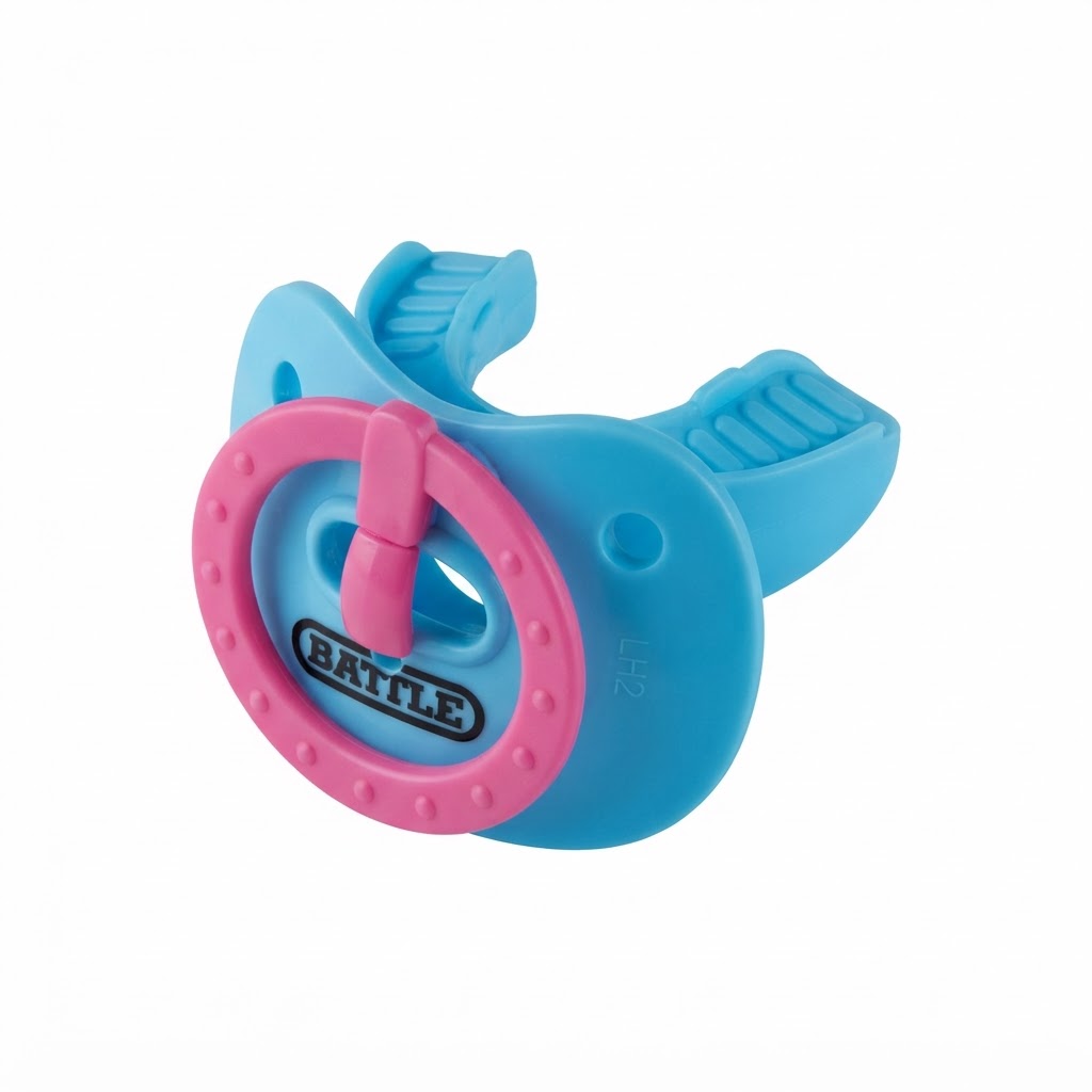 Baby blue Battle Sports Binky Oxygen Football Mouthguard Detachable Strap