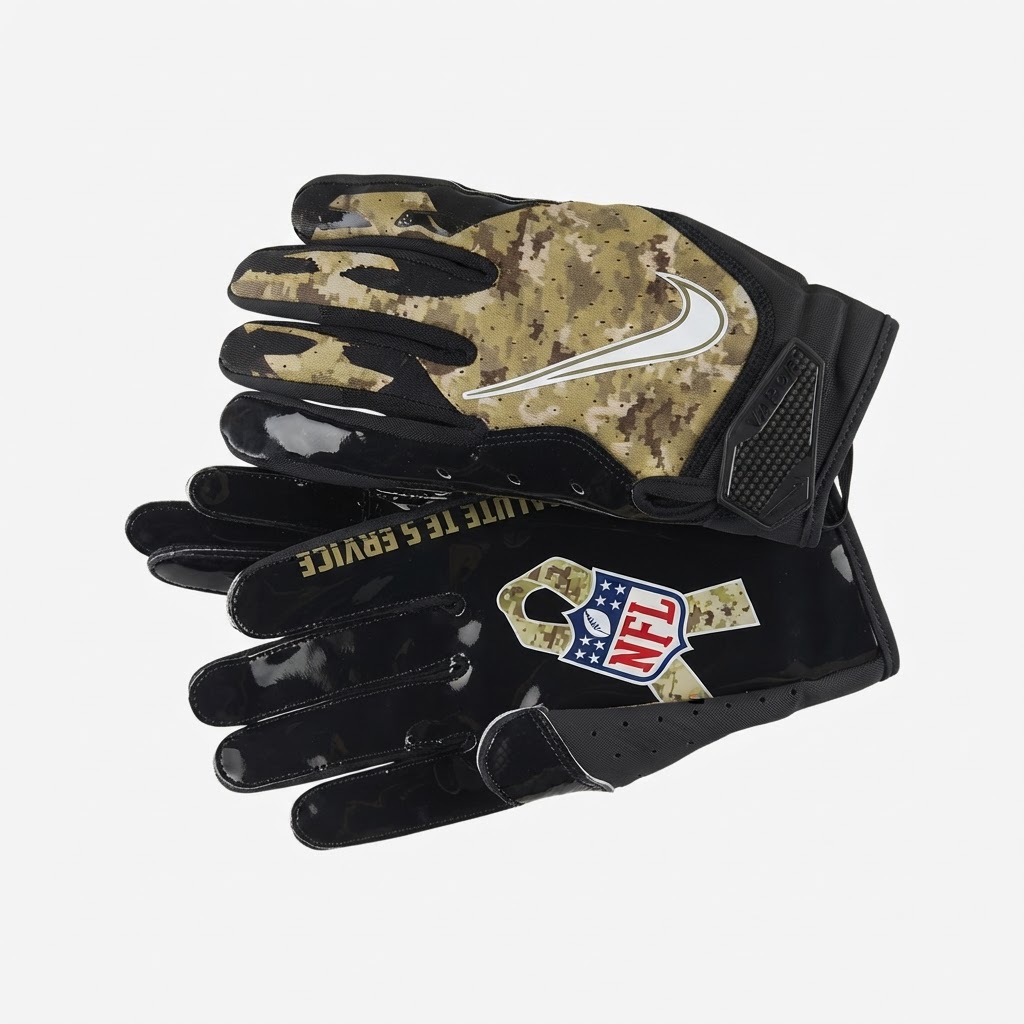 Nike NFL Vapor Jet football receiver gloves Black / Tan Digital Camo