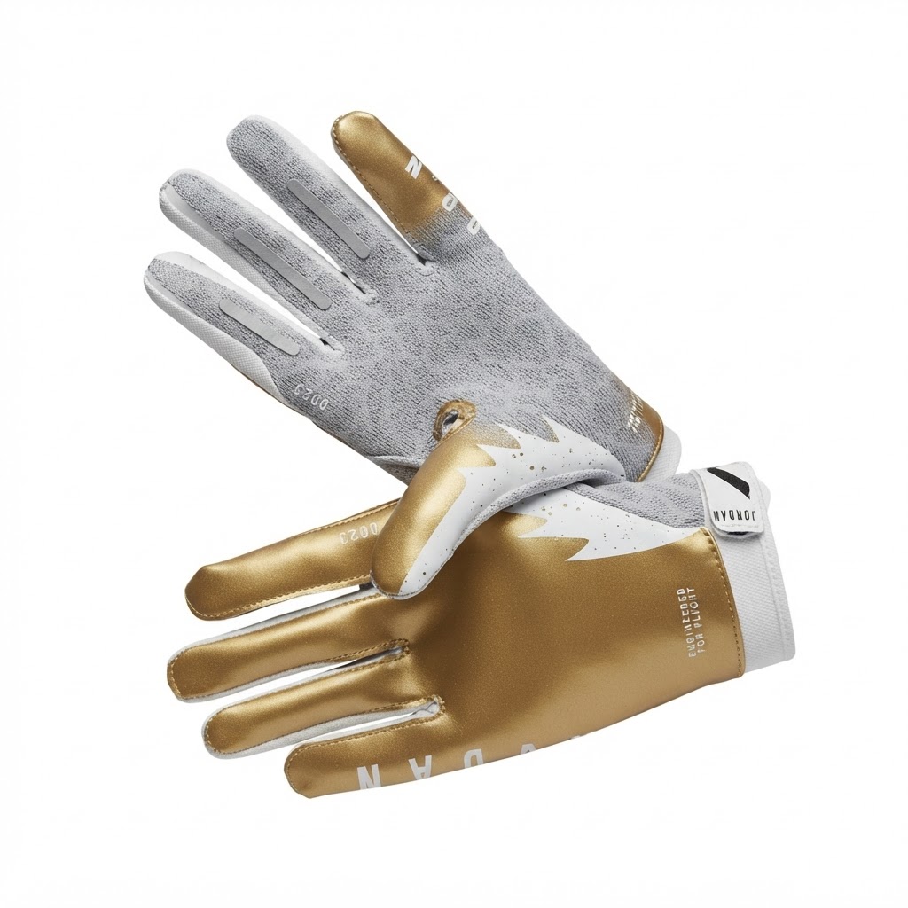 Jordan Vapor Jet football gloves White/Metallic Gold 