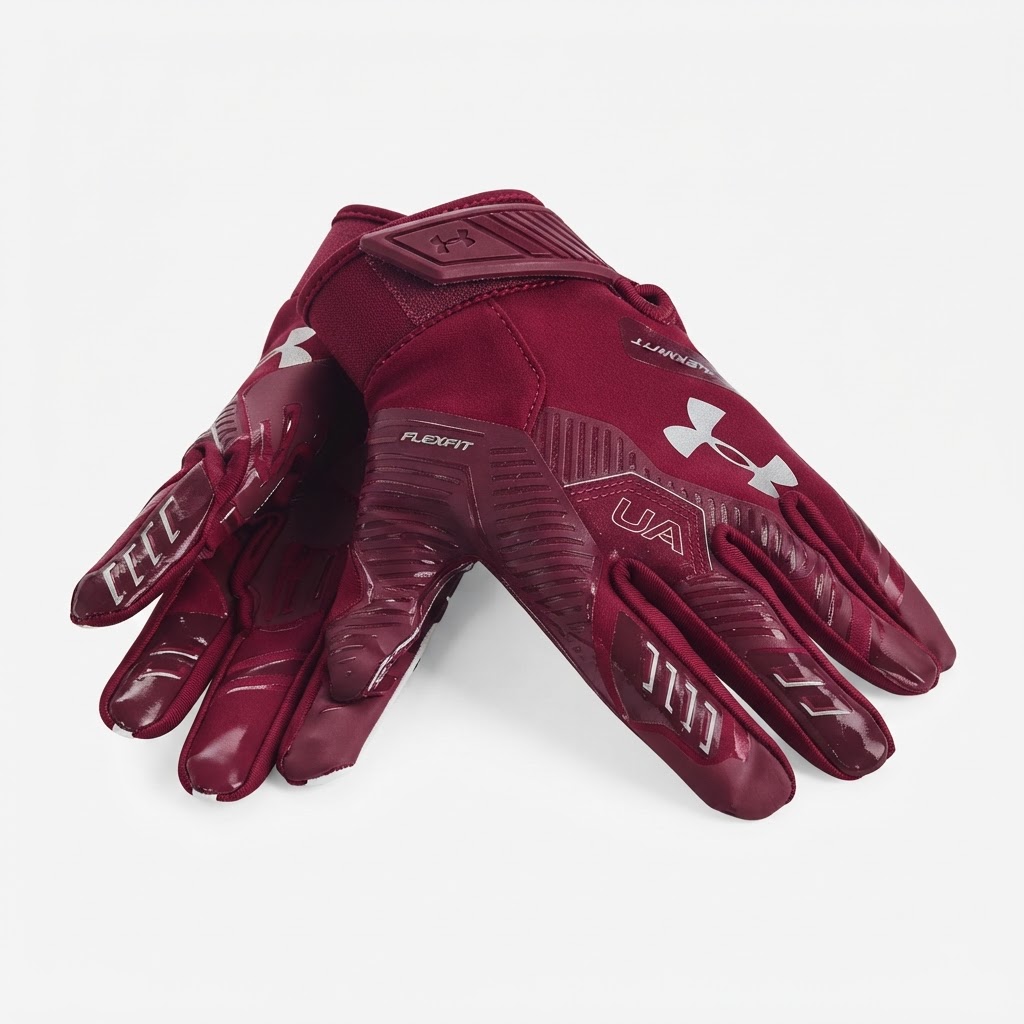 UA Men's F9 Nitro Football Gloves Maroon 