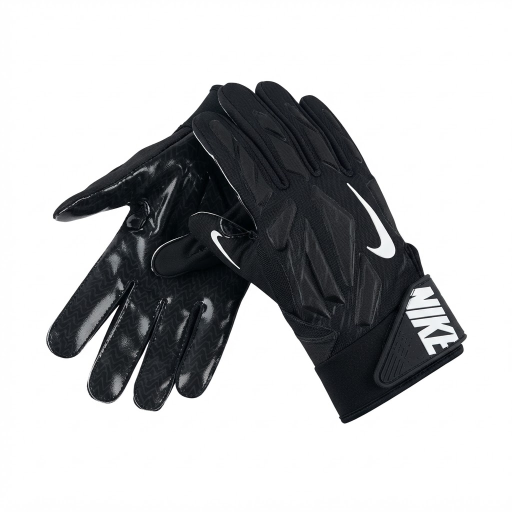 black Nike D-Tack 7.0 Lineman Football Gloves 