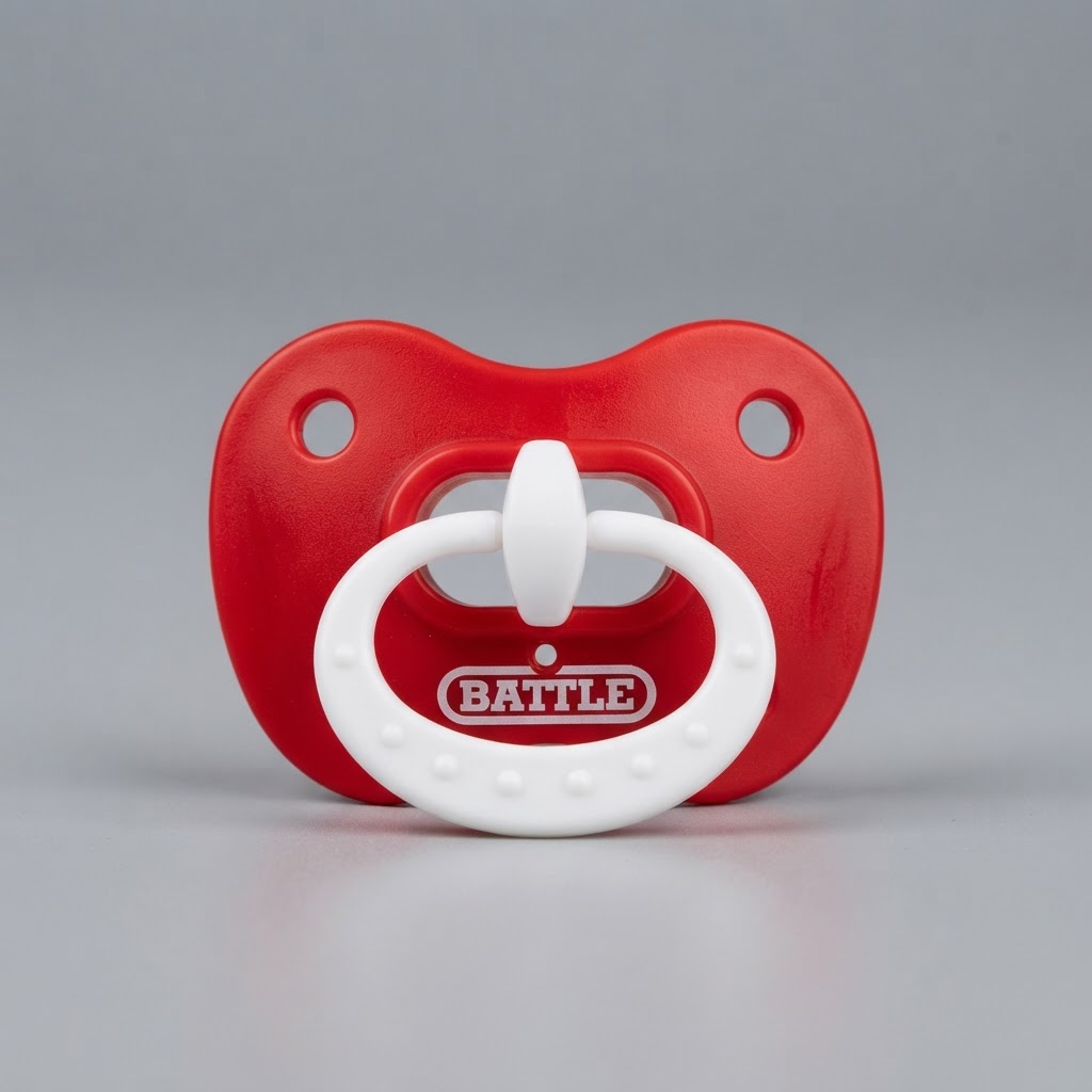 Red Battle Sports Binky Oxygen Football Mouthguard Detachable Strap