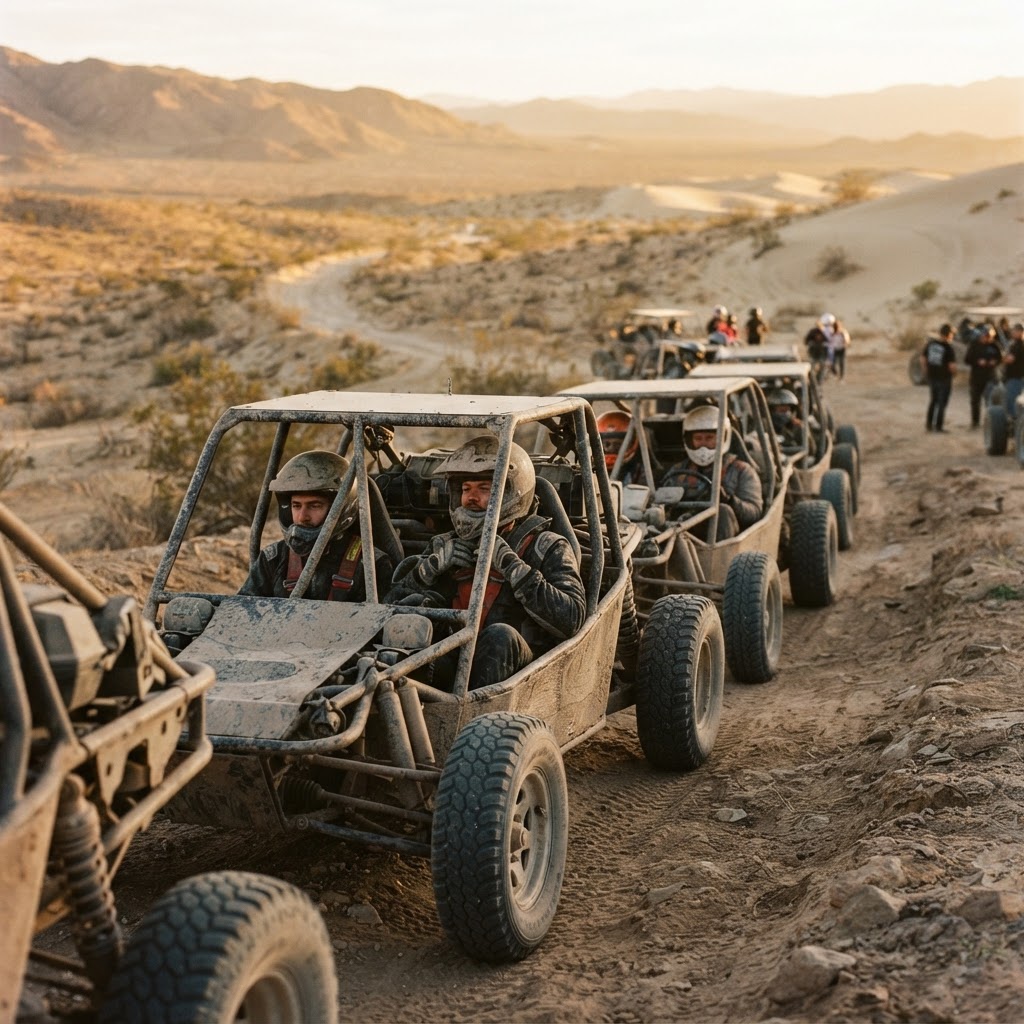 Operador con ruta en buggies