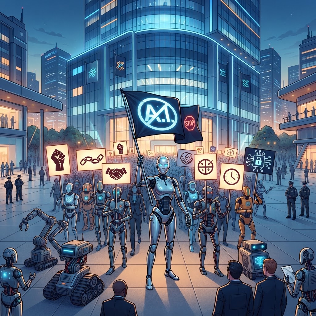 Robots Stage 'Protest' in Latest Tech Industry Development