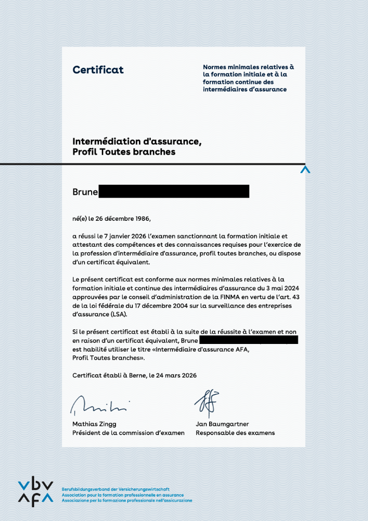 Certificat AFA - Brune