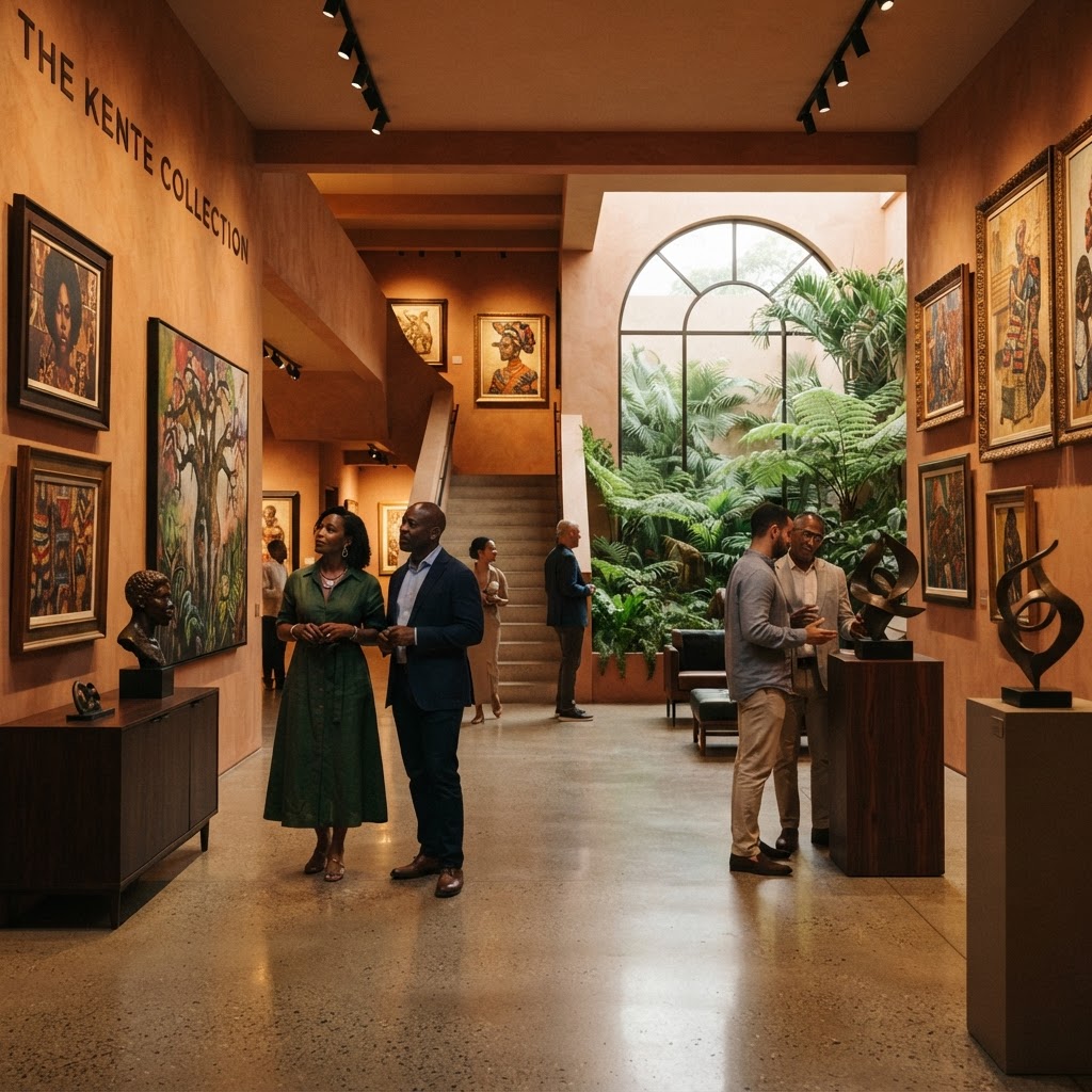 African contemporary art gallery interior