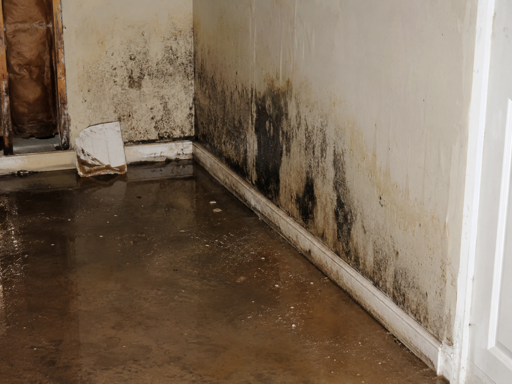 Before - Basement Water Damage & Mold