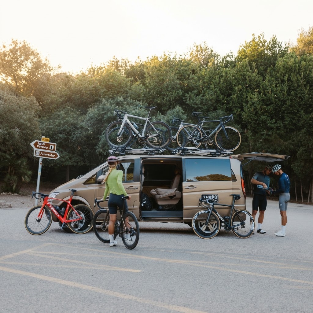TEMPO support van with cyclists in Mallorca