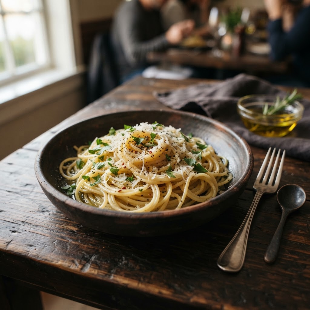 Pasta al ajo y aceite