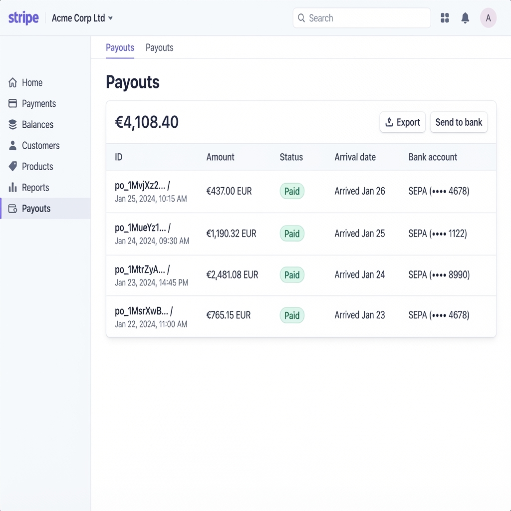Stripe payouts deposited to my account