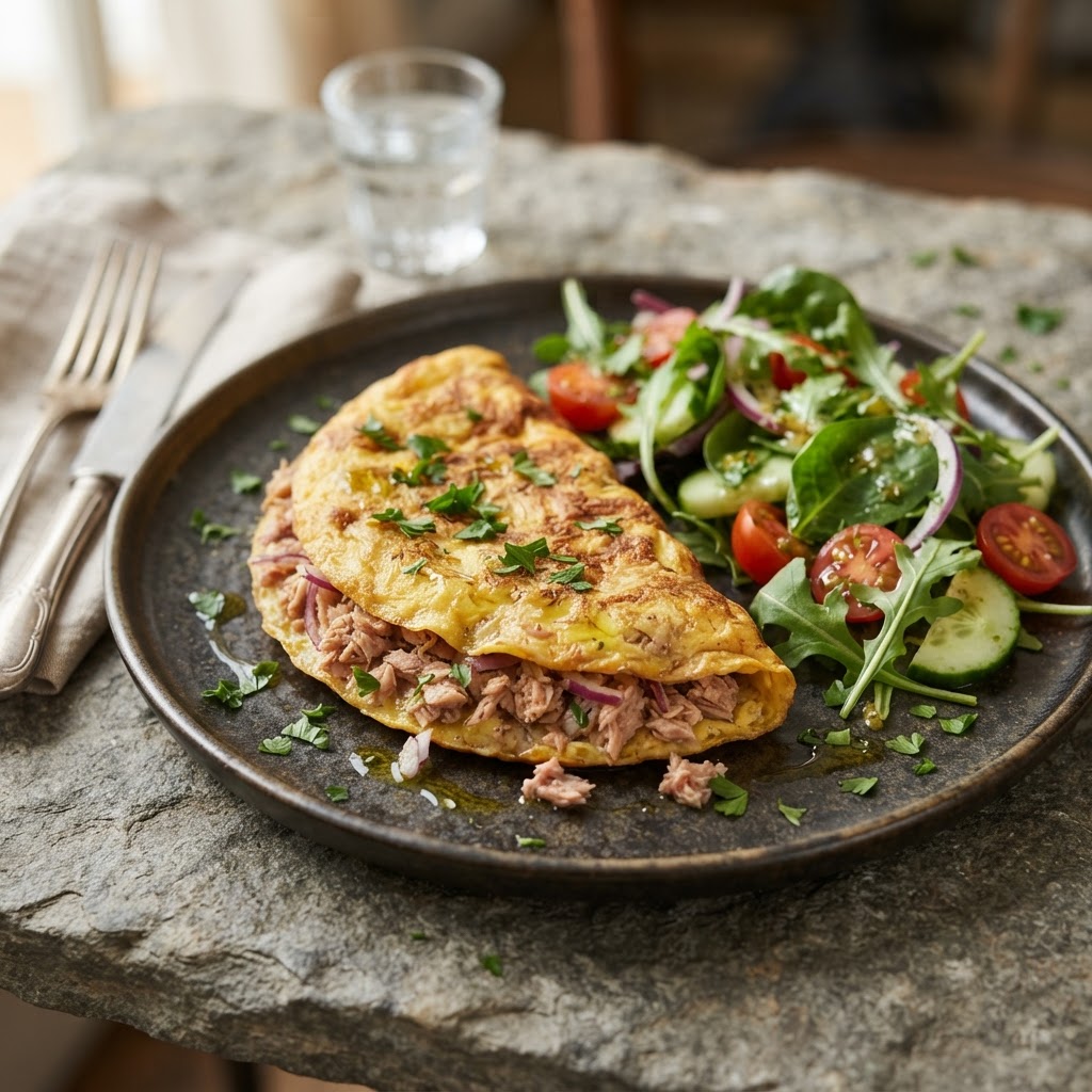 Tortilla de huevo y atún