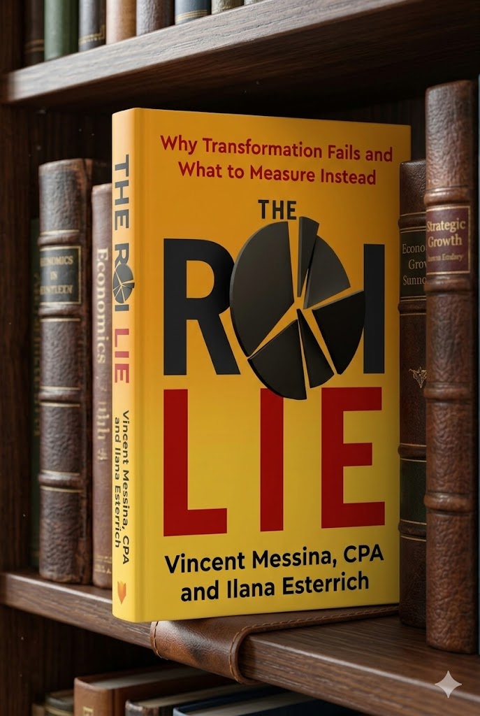 The ROI Lie book on a bookcase